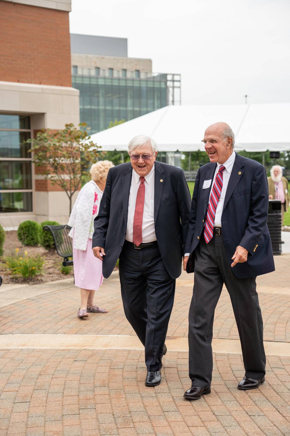 President Emeritus Arend Lubbers with a guest at the Arend and Nancy Lubbers Student Services Center Dedication